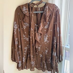 Free People Sheer Button Up Blouse